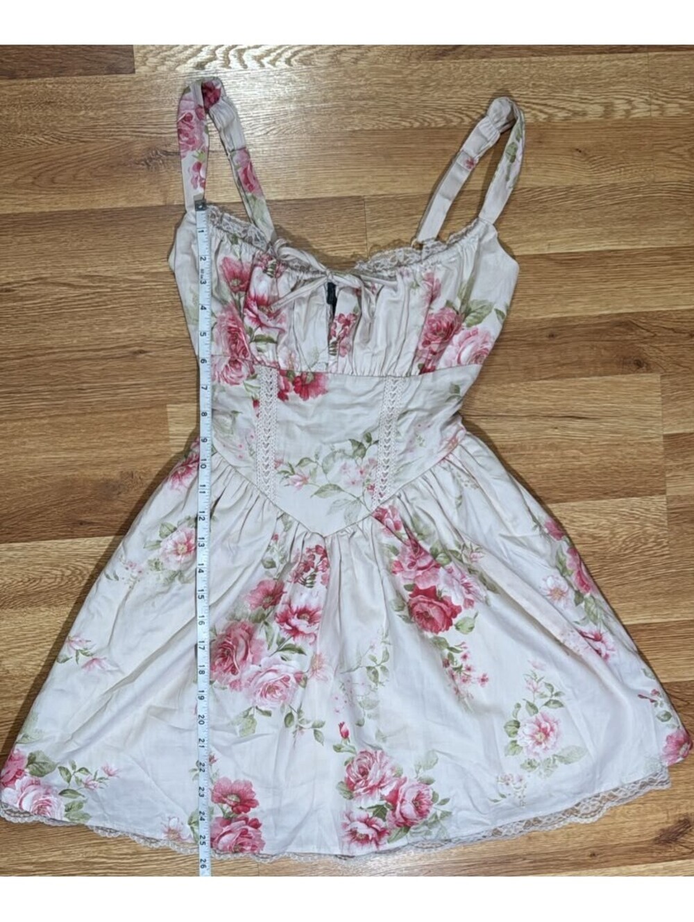 Wild Fable Floral Corset Mini Dress – Cream Pink Rose Print XXS